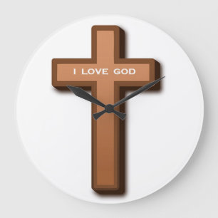 "I LOVE GOD" CROSS LARGE CLOCK