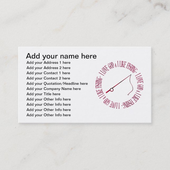 I love God & I like fishing Business Card (Front)
