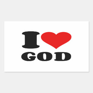 I LOVE GOD RECTANGULAR STICKER
