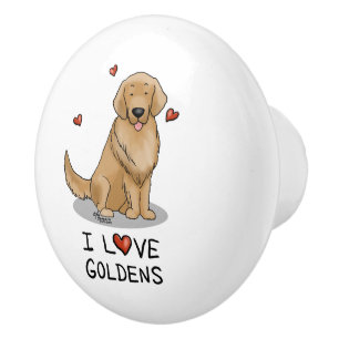 I Love Goldens - I Love Golden Retrievers Ceramic Knob