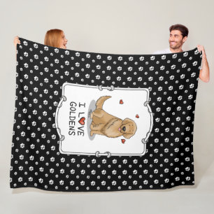 I Love Goldens I Love Golden Retrievers Cute Fleece Blanket