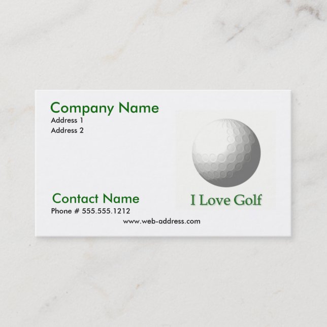 I Love Golf Business Card (Front)