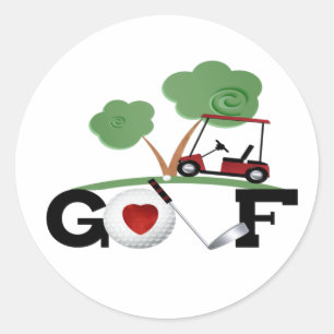 I Love Golf Classic Round Sticker