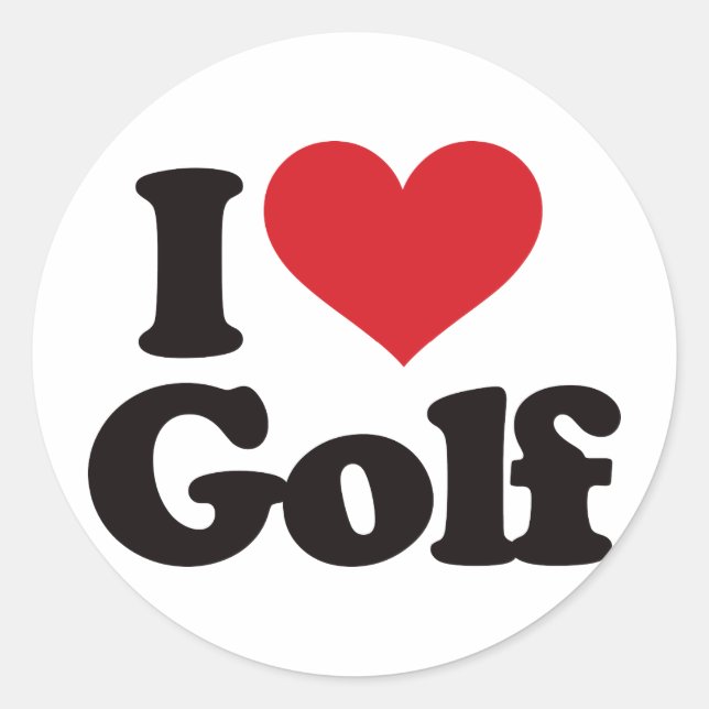 I Love Golf Classic Round Sticker (Front)