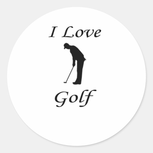 I Love Golf Classic Round Sticker (Front)