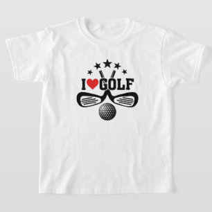 I Love Golf, Crossed Golf Clubs and  Golf Ball T-Shirt