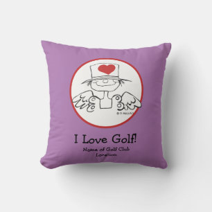 "I Love Golf" Heart Fairy Throw Pillow