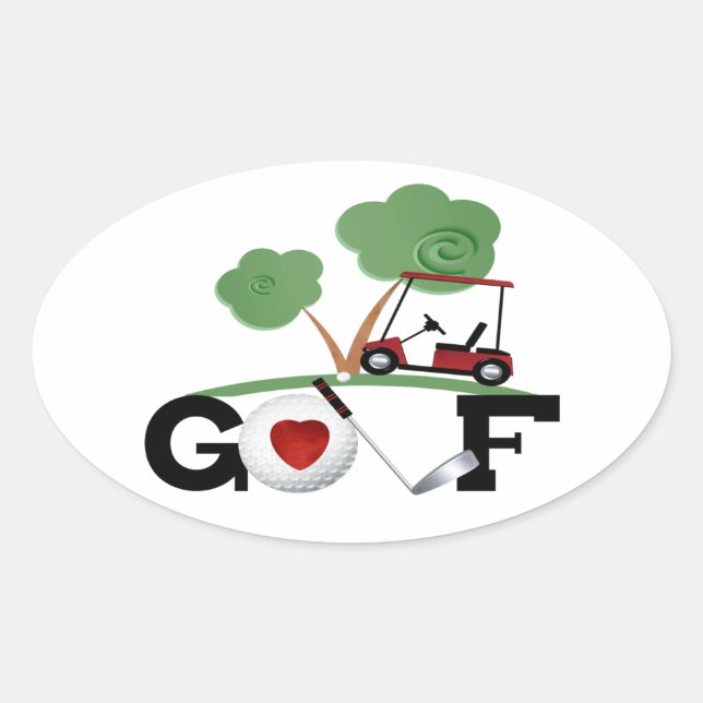 I Love Golf Oval sticker (Front)