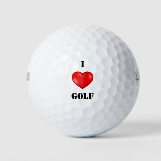 I love Golf red heart  Golf Balls (Front)