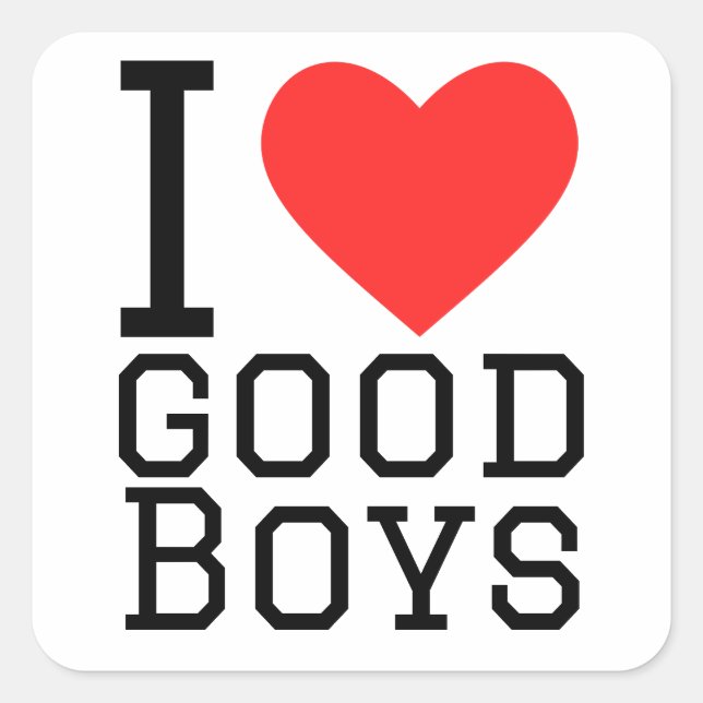 I love good boys square sticker (Front)