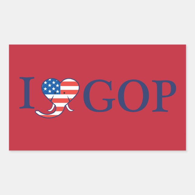 "I Love GOP" Rectangle Stickers (Front)
