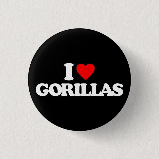 I LOVE GORILLAS 3 CM ROUND BADGE (Front)