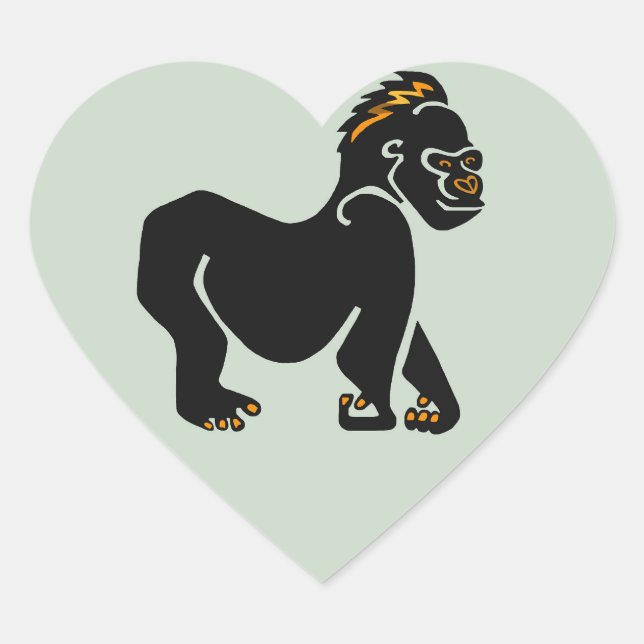 I love GORILLAS - Ape - Primate - African wildlife Heart Sticker (Front)