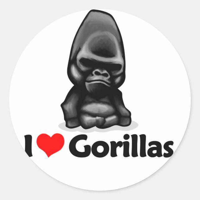 I Love Gorillas Classic Round Sticker (Front)