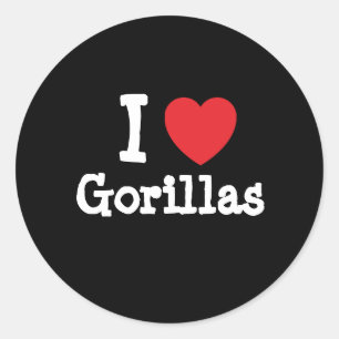 I love Gorillas heart custom personalised Classic Round Sticker