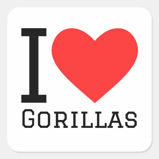I love gorillas  square sticker (Front)