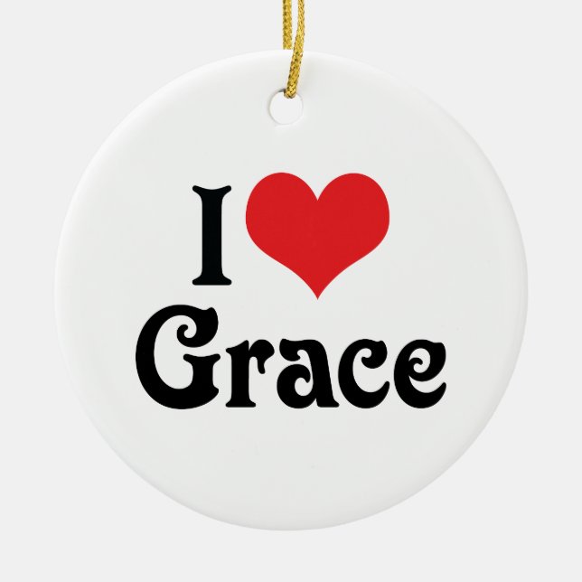 I Love Grace Ceramic Tree Decoration (Front)