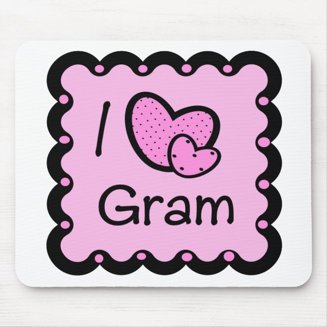I Love Gram Cute T-Shirt Mouse Pad (Front)