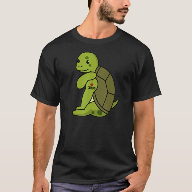 I Love Grandpa Tattoo Turtle Grandfather Pet T-Shirt (Front)