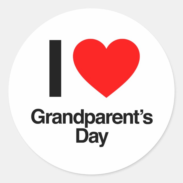 i love grandparent's day classic round sticker (Front)