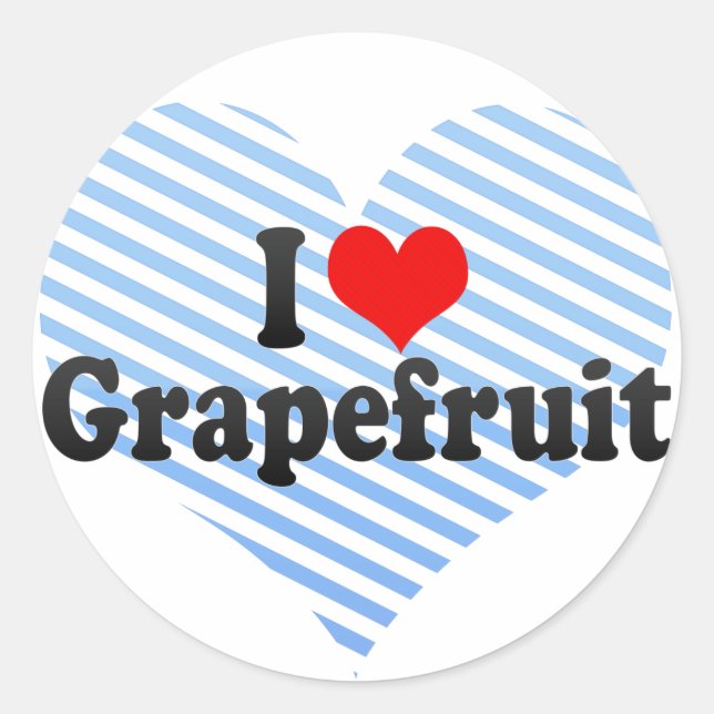 I Love Grapefruit Classic Round Sticker (Front)