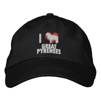 I Love Great Pyrenees Embroidered Hat (Dark)