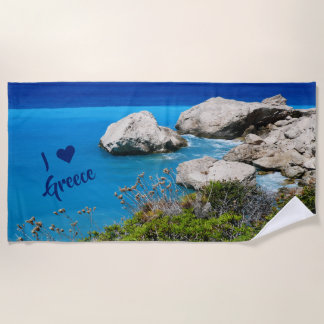 I love greece beach towel
