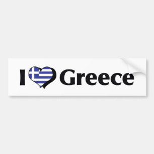 I Love Greece Flag Bumper Sticker