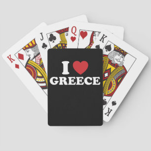 I Love Greece Heart Groovy Retro Playing Cards
