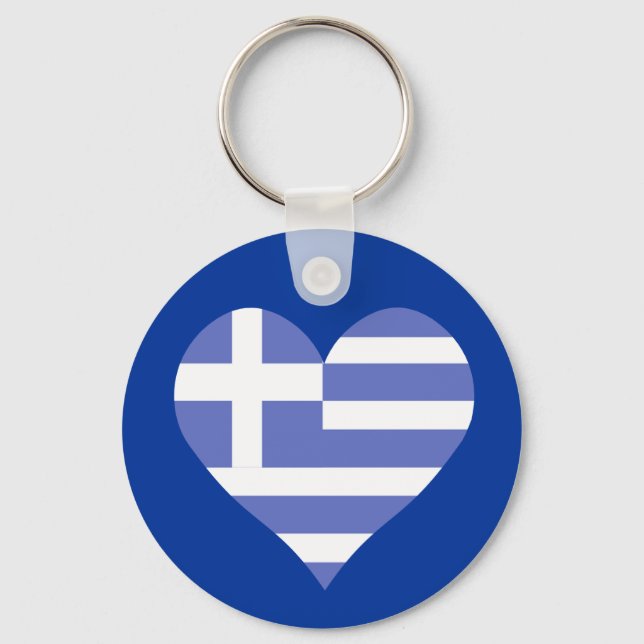 I Love Greece Heart Key Ring (Front)