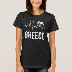 I Love Greece Heartbeat Flag For Greek Pride T-Shirt