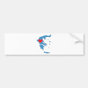 I Love Greece Map Bumper Sticker
