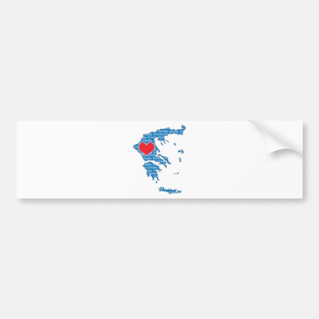 I Love Greece Map Bumper Sticker (Front)