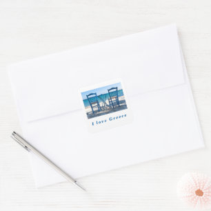 I love Greece taverna photo blue and white Square Sticker