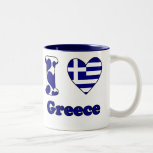 I love Greece Two-Tone Coffee Mug