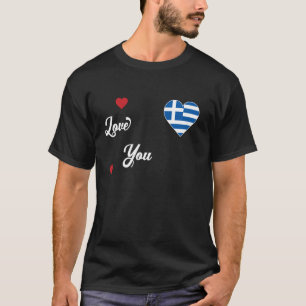 I Love Greece With Greek Flag In a Heart T-Shirt