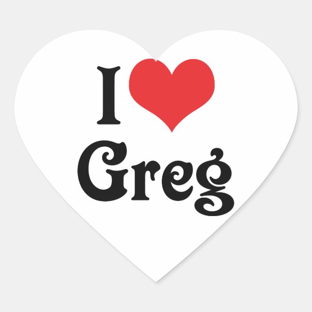 I Love Greg Heart Sticker (Front)
