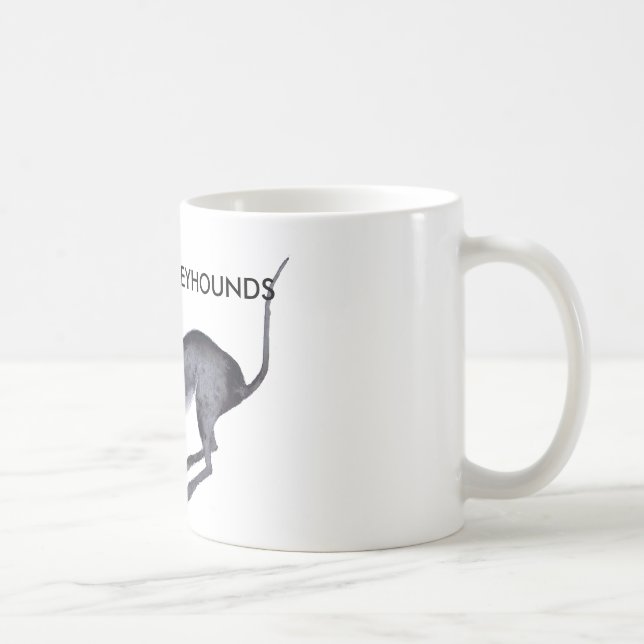 I LOVE GREYHOUNDS COFFEE MUG (Right)
