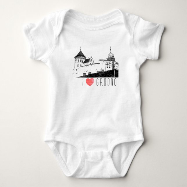 I Love Grodno Belarus Architecture Sketch Castle Baby Bodysuit (Front)