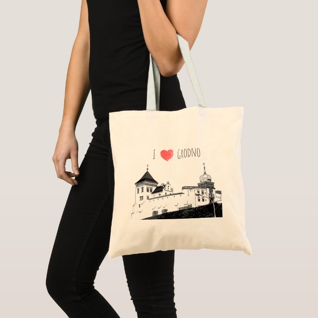 I Love Grodno Belarus Architecture Sketch Castle Tote Bag (Front (Product))