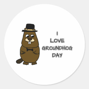 I love Groundhog Day Classic Round Sticker