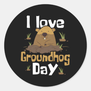 I Love Groundhog Day Woodchuck Groundhog Day Classic Round Sticker