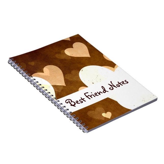 I Love Grunge Light Brown Heart Pattern Notebook (Right Side)