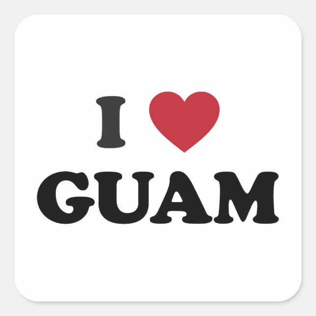 I Love Guam Square Sticker (Front)