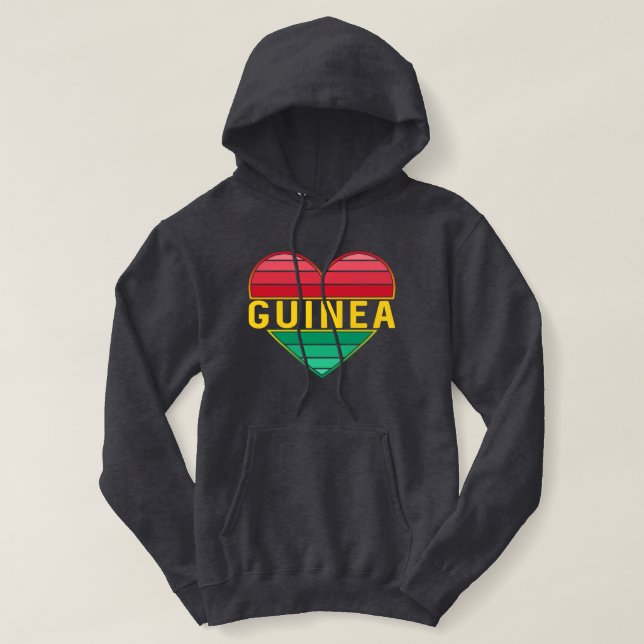 I Love Guinea, Guinean Heart Hoodie (Design Front)