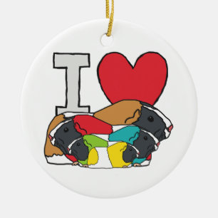 I Love Guinea Pigs Ceramic Ornament