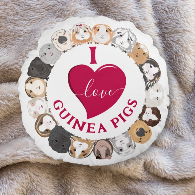 I Love Guinea Pigs Round Cushion (Creator Uploaded)