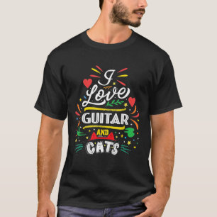 I Love Guitar And Cat Fun T-Shirt