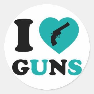 I Love Guns Classic Round Sticker