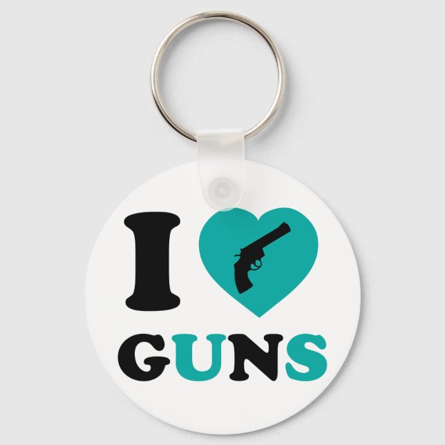 I Love Guns Key Ring (Front)